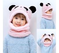 Chapeau De Bébé Super Mignon Pour Garçon Et Fille,Bonnet D'oreille,Chapeau De Cou Pour Enfants,Pull Panda Mignon,Automne Et Hiver - Type Pink-2pcs