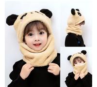 Chapeau De Bébé Super Mignon Pour Garçon Et Fille,Bonnet D'oreille,Chapeau De Cou Pour Enfants,Pull Panda Mignon,Automne Et Hiver - Type Khaki-2pcs