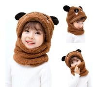 Chapeau De Bébé Super Mignon Pour Garçon Et Fille,Bonnet D'oreille,Chapeau De Cou Pour Enfants,Pull Panda Mignon,Automne Et Hiver - Type Brown-2pcs
