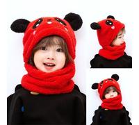 Chapeau De Bébé Super Mignon Pour Garçon Et Fille,Bonnet D'oreille,Chapeau De Cou Pour Enfants,Pull Panda Mignon,Automne Et Hiver - Type Red-2pcs