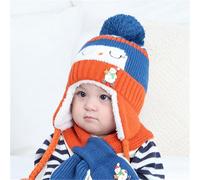 Chapeau De Bébé Tricoté En Coton Pour Filles Et Garçons, Mignon, Grosse Boule De Cheveux, Écharpe, Bonnet Pour Enfants, Accessoire 2 Pièces/Ensemble