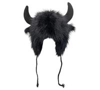 Chapeau de bison avec cornes - Bonnet de buffle, chapeau en corne en peluche | Couvre-chef à oreilles pelucheux pour Halloween, cadeau pour hommes et femmes pour fête à thème de festival de cosplay d'