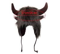 Chapeau de bison - Chapeau animal en fourrure de buffle de 66 cm, couvre-chef d'hiver en peluche douce, accessoire de costume réaliste | Isolation confortable et accrocheur pour festival, fête à thème