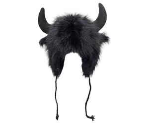 Chapeau de bison - Velours 26,38 pouces | Cache-oreilles chauds d'hiver avec cornes | Chapeau en corne de buffle | Chapeaux amusants d'hiver | Bonnet chaud pour un excellent isolami