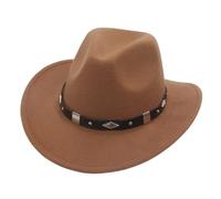 Chapeau de bowler avec boucle de ceinture style occidental Love Top Large Brim Head Chapeau de cowboy pour costume femme (Kaki taille unique)