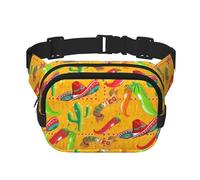 Chapeau de cactus et piment - Unisexe - Tendance - Sac banane élégant pour l'entraînement, la course à pied, les voyages et la randonnée, Noir , Taille unique