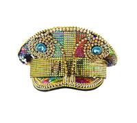 Chapeau de capitaine clouté arc-en-ciel avec rivets Bleu marine Réglable Mode pour activités de plein air Unisexe Chapeau de fête élégant