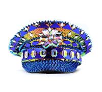 Chapeau de capitaine clouté arc-en-ciel avec rivets bleu marine réglable pour activités de plein air chapeau orné de strass