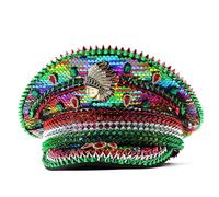 Chapeau de capitaine de mariée clouté en cristal pour enterrement de vie de jeune fille, cocktail, vacances, comédien, carnaval