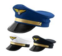 Chapeau de capitaine de pilote - Coiffe de costume de commandant de ligne aérienne, casquette visière d'officier nautique, accessoire d'uniforme de cosplay d'aviation, accessoire de jeu de rôle, robe