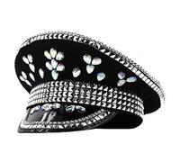 Chapeau de capitaine élégant pour mariée - Chapeau de capitaine scintillant - Pour festival de musique - Cristaux étincelants - Chapeaux de mariage