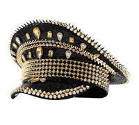 Chapeau de capitaine étincelant à paillettes en cristal lourd pour fête de mariage Capitaine pour acteur, actrice, marins Ha Adulte