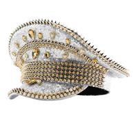 Chapeau de capitaine étincelant à paillettes en cristal lourd pour fête de mariage Capitaine pour acteur, actrice, marins Ha Adulte
