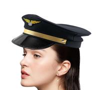 Chapeau de capitaine pilote - chapeau de capitaine de compagnie aérienne | couvercle du capitaine de vol, casquette Cosplay, cap réglable | accessoire pour costume casquette Skipper Marine,