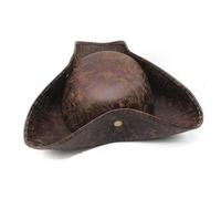 Chapeau de capitaine pirate Tricorn - Similicuir, marron - Parfait pour les fêtes sur le thème des pirates et le cosplay
