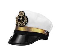 Chapeau de capitaine pour chien - Chapeau de capitaine pour animal domestique | Cordon blanc réglable pour chien, couvre-chef de fête, couvre-chef, accessoires pour chat, chiot, bleu marine, Halloween