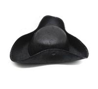 Chapeau de capitaine tricorne en similicuir - Pour fête sur le thème des pirates, cosplay, carnaval (noir)