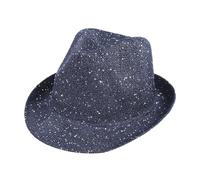 Chapeau de carnaval élégant Derby avec bord roulé - Festival pour adultes - Paillettes Fedoras - Pour homme et femme - Chapeaux amusants pour femme, bleu, Taille unique