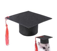 Chapeau de célibataire | Chapeau de remise de diplôme pour animal domestique - Costume de remise de diplôme pour hamster avec pompon rouge, casquette de célibataire pour animaux de compagnie pour