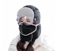 Chapeau de Chasse Femme Chapka Bonnet de Trappeur d'hiver Russe Sport Ski Snowboard Equitation Thermique Chapeau Trappeur Hiver Cache Oreilles Aviateur Casquette,Noir