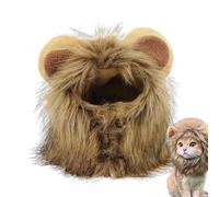 Chapeau de chat avec crinière de lion - Perruque crinière de lion, costume moelleux pour animal de compagnie, design confortable, port sécurisé réglable, adorable apparence de cosplay | Parfait pour l