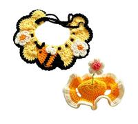 Chapeau de Chat Coiffe de Déguisement au Crochet avec Bavoir | Bonnet Chat Tridimensionnel pour Petits et Moyens Animaux en Promenade, Extérieur, Maison, , Fête, Anniversaire