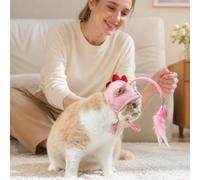 Chapeau de chat interactif à taille réglable pour chat, design kawaii, poisson à gros œil gris (rose)