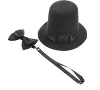Chapeau de Chaton Chiot Top-Hat Réglable, Nœud Chien Noir, 1 Set | Webbing Léger, Attache Sûre et Nettoyage Facile, pour Chats et Petits Chiens en Fête