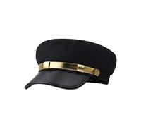 Chapeau de chauffeur vintage pour homme et femme avec boucle dorée Unisexe Chapeau de capitaine marin béret à visière pour chauffeur de taxi