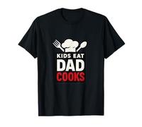 Chapeau de chef avec cuillère, fourchette et inscription « Dad Cooks » T-Shirt