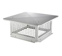 VEVOR Chapeau de Cheminée 432x432 mm Chapeau de Conduit Cheminée Base Carrée Acier Inoxydable 304 Couvercle Bouchon Protection Anti-Oiseaux Pare-Vent avec Accessoires pour Différents Types Cheminées