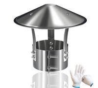 Chapeau de Cheminée, 50/100/150/200/230 mm Anti-Pluie et Neige Chapeau de Cheminée pare Pluie INOX, Couvercle de Ventilation de Toit, Hotte D'aération de Toit Ronde Exterieur(190mm)