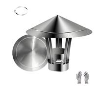 Chapeau de Cheminée 50-300mm en Acier Inoxydable, Chapeau de Pluie de Toit, Capot de Cheminée Couvercle pour Tuyaux de Poêle(130mm/5.1in)