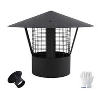 Chapeau de Cheminée Acier Inoxydable 304, Capot de Conduit de Fumée de Toit, 125mm 135mm 153mm 200mm Capuchon de Pluie pour Tuyaux de Poêle, Noire, Installation Facile(135mm/5.3in)