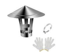 Chapeau de Cheminée Argenté 80 90 120 mm, Couvercle de Conduit Cheminée Acier Inoxydable 304, Hotte de Cheminée Conique Réglable, Couvercle Bouchon Protection Anti-Oiseaux(170mm)