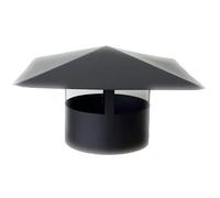 Chapeau de cheminée Chinois, tôle aluminisée Noire - Version Premium (Ø 130 mm, raccord Femelle pour Tuyau Noir)