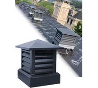 Chapeau de cheminée, couvercle de cheminée étanche à la pluie, conception carrée en alliage d'aluminium avec persienne conique for conduit de fumée extérieur(25cm/10in)