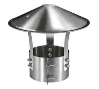 Chapeau de Cheminée de Pluie, Couvercle de Tuyau de Cheminée Extérieur, Capot de Toit en Acier Inoxydable pour Poêle à Granulés et Bois, Adapté aux Tuyaux de 75-200mm de Diamètre(125mm/4.9in)