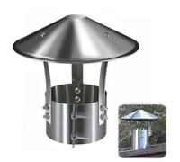 Chapeau de Cheminée en 201 Acier Inoxydable Couvercle de Ventilation de Toit Rond Capot de Tuyau Anti-Pluie et Neige pour Fumisterie Poele Exterieur Tubage C'est(125mm)