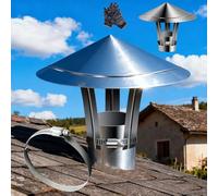 Chapeau de Cheminée en Acier Inoxydable 201, Chapeau de Pluie de Toit, Capuchon Couverture d'évent cheminée Hotte D'aération de Toit Ronde avec Vis, Pour Fumisterie Poele Exterieur(100 mm/3.94 in)