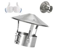 Chapeau de Cheminée Inox 304, Chapeau de Cheminée Anti Pluie Toiture 75 100 200 220 250 315mm, Couvercle de Ventilation Hotte Extérieur, Hotte D'aération de Toit Ronde(125mm/4.9in)