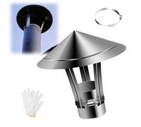 Chapeau de Cheminée Pare-Pluie Poêles, Acier Inoxydable 201 Chapeau Capot Cheminée en Forme de Parapluie, Hotte D'aération avec Accessoires(130mm/5.1in)