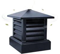 Chapeau de cheminée robuste - Couvercle coupe-vent en alliage d'aluminium noir avec persiennes supérieures coniques carrées for évent de toit(12in)