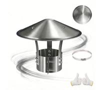 Chapeau de Cheminée Rond Inox, Capot de Cheminées 75mm 160mm 180mm 200mm 315mm, Réglables Chapeau de Ventilation Anti Pluie pour Fumisterie Poele Exterieur Tubage(180mm)
