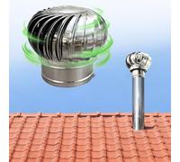 Chapeau de Cheminée Rotatif Éolien en Acier Inoxydable,Couvercle pour Conduits de Fumée Sortie de Toit,75 110 160 200 250 mm Extracteur de Fumées Anti-Courant D'Air, Durable(110 mm)