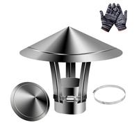 Chapeau De Cheminée,tubage cheminée Couvercle de Vent for Toit 150mm 180mm 100mm 60mm Capot Conduit De Fumée Pare Pluie INOX,Anti-Pluie Et Neige,pour Fumisterie Poele(190 mm(7.48 in))