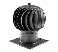 Chapeau de cheminée Turbowent avec plaque de base, acier inoxydable, Ø 200 mm, noir