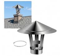 Chapeau de Cheminée Universel Réglable en Acier Inox Terminal Vertical pour Conduit de Poêle à Bois et Granulés Capot de Protection Anti-Pluie et Vent Sortie de Fumée Toiture(300mm)
