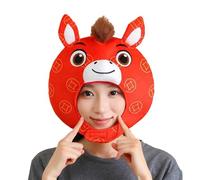 Chapeau de cheval 2026 - Couvre-chef en peluche de bon augure pour le Nouvel An chinois, costume de cosplay pour hommes, femmes et adultes | Chapeau de fête de l'année du cheval pour la célébrati