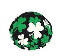 Chapeau de cheveux à ourlet extensible réutilisable pour femmes St.Patrick'S Day Green Clover DoubleWaterproof Bonnet de douche Bonnet de bain